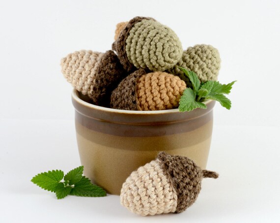 Catnip, Honeysuckle or Silvervine Acorn, Crocheted Cat Toy