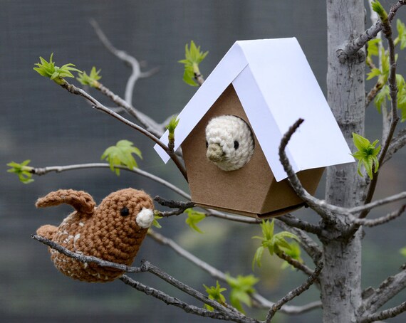 Cat Toy Bird with Catnip or Magic Mix of Catnip, Silvervine, Honeysuckle and Valerian in Birdhouse Box
