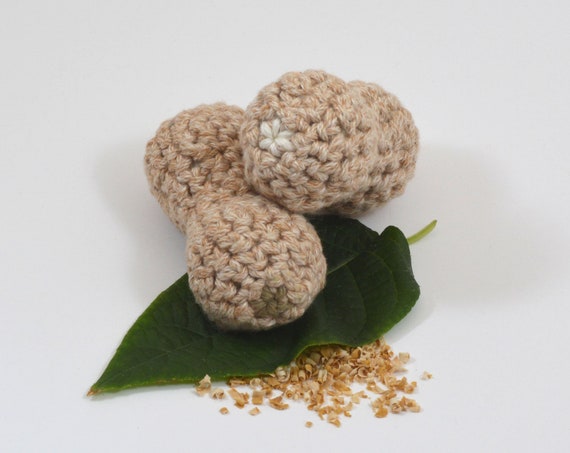 Cat Toy Mixed Nut, Crocheted Cotton Peanut with Choice of Fillings