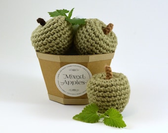 Cat Toy Apples: Catnip, Silvervine and Magic Mix, Crocheted Organic Cotton