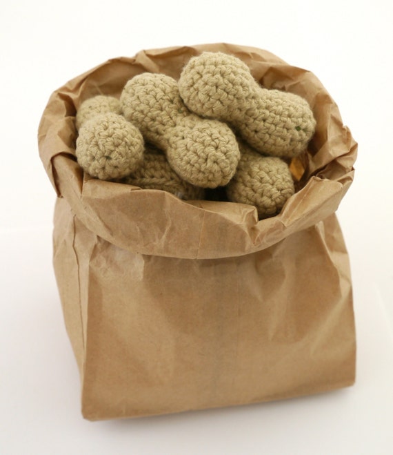 Catnip Stuffed Peanut, Crocheted Cat Toy Play Food