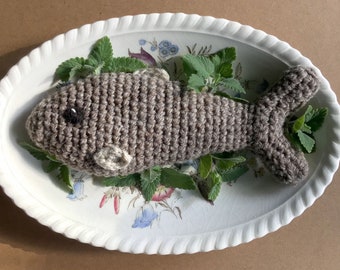Feast Fish, Extra Large Crochet Wool Cat Toy