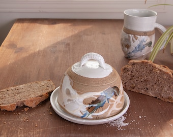 Traditional butter dish, hand-turned stoneware in Quebec