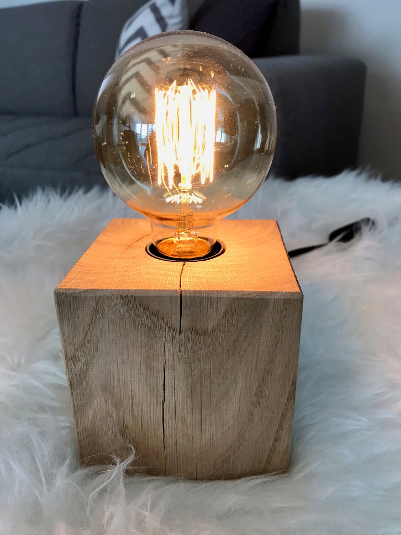 Edison Lampe massives Eichenholz / Industrial Lampe / | Etsy