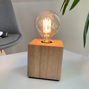 Solid OAK Edison table lamp E27 / Industrial Retro Vintage Design Modern light / Bedside lamp / Desk lamp