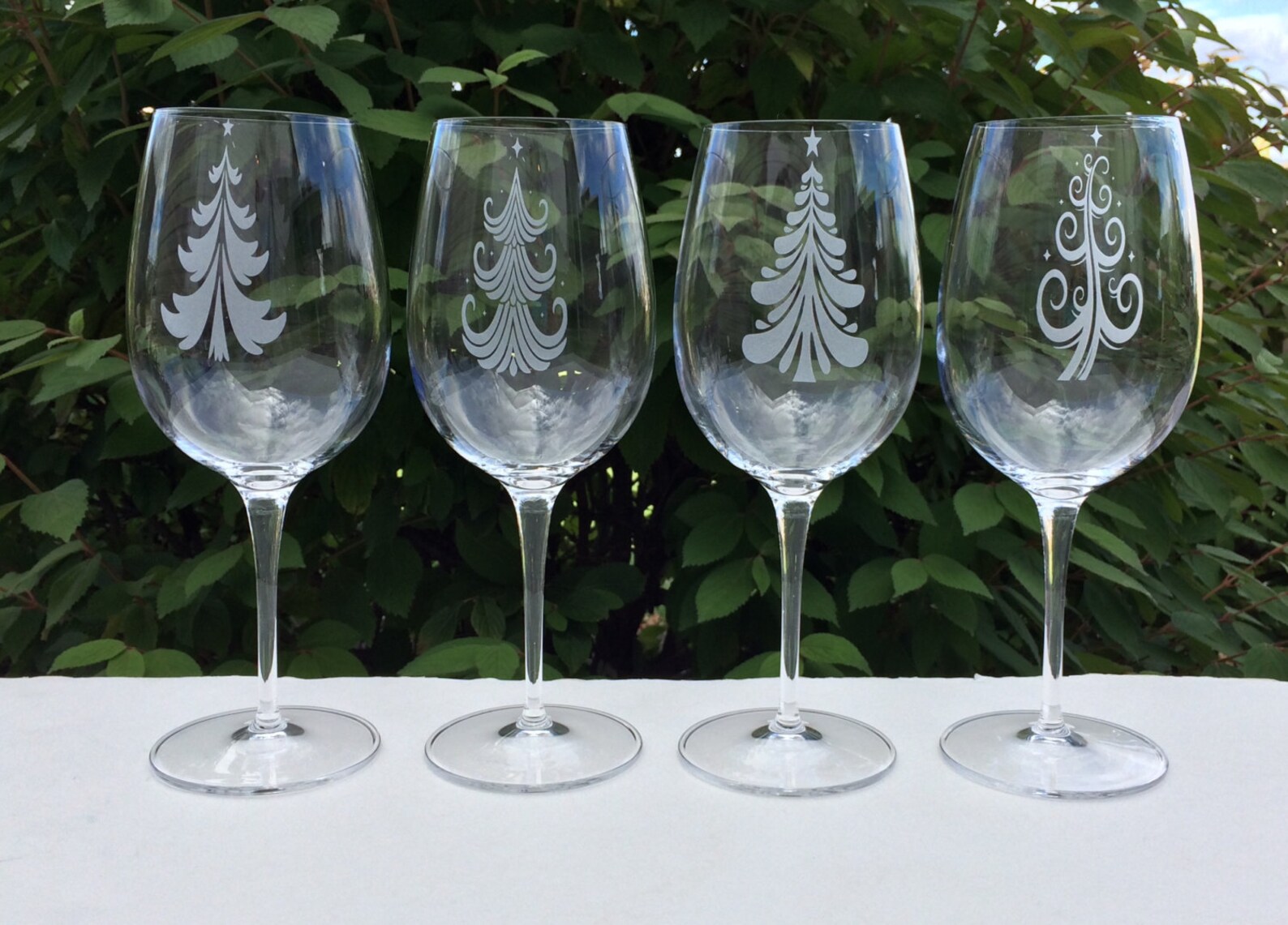 Christmas Tree Wine Glasses Holiday Wine Glasses Festive Etsy