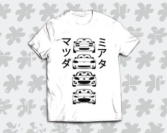 ¡Camiseta Mazda Miata Evolution para fanáticos y amantes del clásico roadster JDM! ¡Regalo perfecto para cualquier propietario de MX-5 o Eunos de generación!