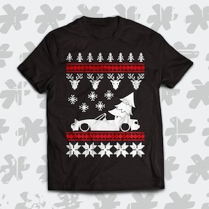 Mazda MX-5 Miata NA 1989-1997 with pop-up headlight Christmas shirt. Perfect automotive winter holiday gift for a Miata fan