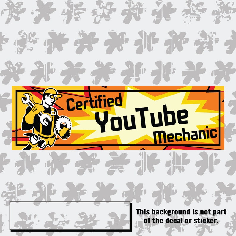 Certified Youtube Mechanic Slap Sticker. Car Bumper Decal - Etsy