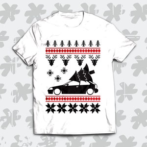 T-shirt de Noël Honda Civic 6 génération à hayon. Cadeau parfait pour les vacances d&#39;hiver pour le propriétaire d&#39;une berline EK, un fan de VTEC ou un amateur de JDM.