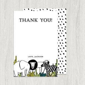 Thank You Cards, Safari Animals Thank You Card, Wild One Thank You Card, INSTANT DOWNLOAD