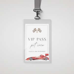 VIP ピット クルー パス、レース カー バースデー、2 つの高速、1 つの高速、デジタル印刷可能、編集可能なデジタル テンプレート、即時ダウンロード