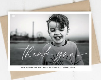 Editable Thank You Card | Birthday Photo Thank You Cards | Picture Card | 5x7 | INSTANT DOWNLOAD