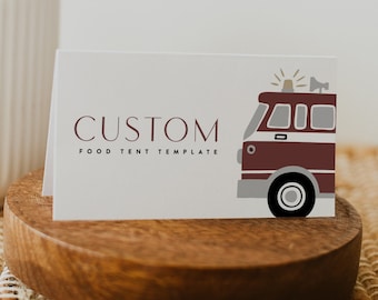 Fire Truck Food Card Template Fire Engine Food Tents Fire Truck Birthday Party Fire Truck Editable Digital Instant Download