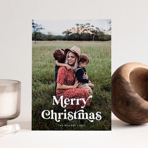 Holiday Photo Card, Christmas Card, Editable Christmas Picture Card, Minimalist Photo Holiday Card Template, INSTANT DOWNLOAD