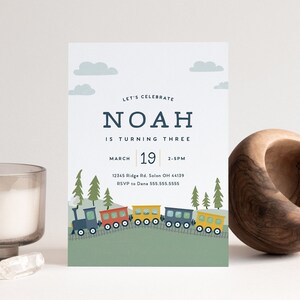 Modern Train Birthday Invitation: Editable Party Template (Digital Download)