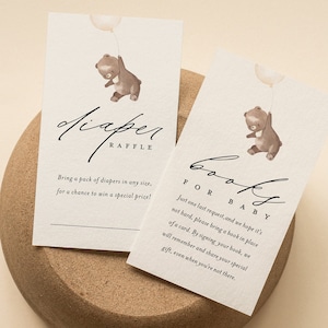 Bear Baby Shower Raffle Ticket & Books Insert (Digital Download)