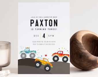 Monster Truck Birthday Invitation Truck Birthday Invitation Monster Bash Birthday Boy Birthday Editable Digital Template Instant Download