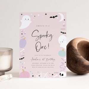 Spooky One Birthday Invitation, First Birthday Invitation, Halloween Party, Spooky 1st Birthday, Editable Invitation, INSTANT DOWNLOAD
