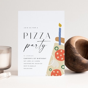 Modern Pizza Party Invitation: Editable Kid Birthday Template (Digital Download)