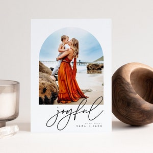 Modern Holiday Photo Card Template, Joyful Christmas Card, Holiday Photo Card, Minimalistic Holiday Card Template, INSTANT DOWNLOAD
