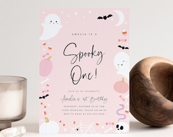 Spooky One Birthday Invitation, First Birthday Invitation, Halloween Party, Spooky 1st Birthday, Editable Invitation, INSTANT DOWNLOAD