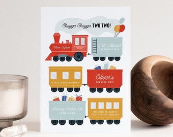 Editable Train 2nd Birthday Invitation: Modern Choo Choo Design (Instant Download)