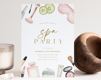 Spa Party Invitation Spa Birthday Party Invitation Glam Makeup Slumber Party Invite Glam Girl Spa Editable Digital Template INSTANT DOWNLOAD