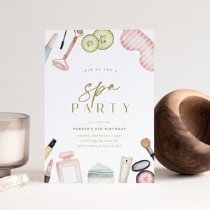 Spa Party Invitation Spa Birthday Party Invitation Glam Makeup Slumber Party Invite Glam Girl Spa Editable Digital Template INSTANT DOWNLOAD