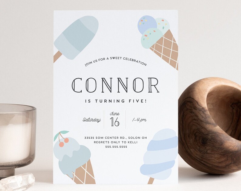 Ice Cream Birthday Invitation Boy Ice Cream Social Invitation Boy Ice Cream Party Modern Ice Cream Birthday Party INSTANT