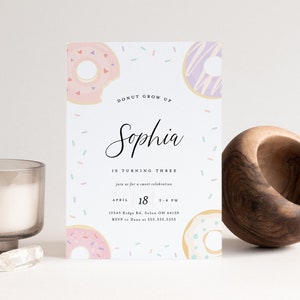 Donut Birthday Invitation, Donut Party, Sweet One, Donut Invitation Template, Editable Birthday Invitation,  INSTANT DOWNLOAD
