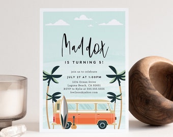 Surf Invitation, Editable Surf Birthday, Surfing Invitation, Surf's Up, Surfboard Invitation, Surfing Party, INSTANT DOWNLOAD