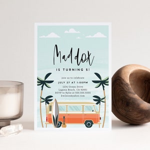 Editable Surf Birthday Invitation: Surfboard Party (INSTANT DOWNLOAD)