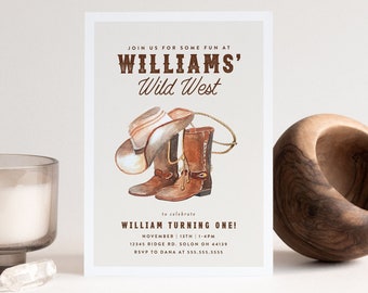 Wild West Birthday Invitation Modern Cowboy Birthday Party Western Boy Birthday Invitation Editable Digital Template INSTANT DOWNLOAD