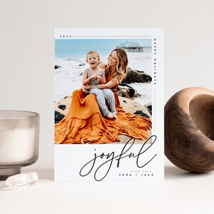 Modern Holiday Photo Card Template, Joyful Christmas Card, Holiday Photo Card, Minimalistic Holiday Card Template, INSTANT DOWNLOAD