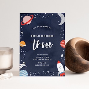 Space Birthday Invitation: Galaxy Party, Editable Template (Digital Download)