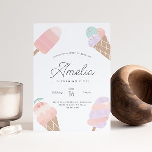 Eis Geburtstagseinladung: Minimalistische Party, modernes Design (SOFORT DOWNLOAD)
