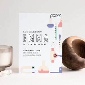 Editable Mad Science Birthday Party Invitation (Instant Download)