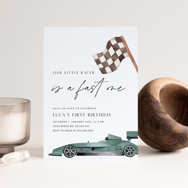 Race Car Birthday Invitation Fast One Birthday Invitation Boy First Birthday Editable Digital Template INSTANT DOWNLOAD