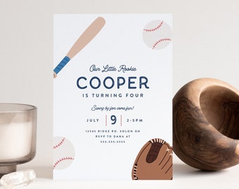 Baseball Birthday Invitation Little Rookie All Star Sports Modern Baseball Invitation Editable Digital Template Instant Download