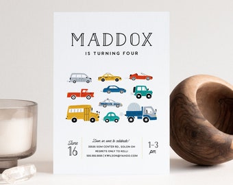 Transportation Birthday Invitation: Cars, Trucks (Instant Download)