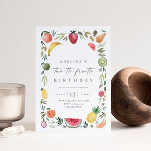 Tutti Frutti Birthday Invitation: Tropical Fruit Party (Editable Template, Instant Download)