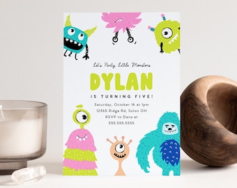 Little Monster Birthday Invitation, Little Monsters Invitation, Monster Birthday Party, Editable Invitation, INSTANT DOWNLOAD