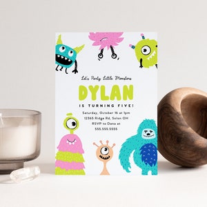 Little Monster Birthday Invitation, Little Monsters Invitation, Monster Birthday Party, Editable Invitation, INSTANT DOWNLOAD