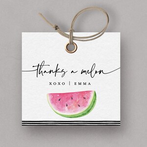 Wassermelone Dankeschön Anhänger: Gastgeschenk zum 1. Geburtstag (3x3, INSTANT DOWNLOAD)