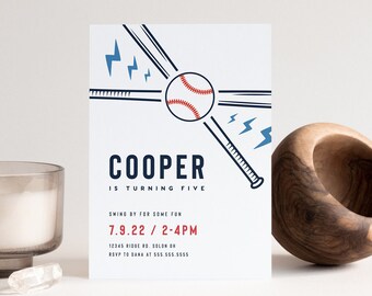 Baseball Birthday Invitation, Little Rookie, All Star, Sports, Modern Baseball, Editable Template, Instant Download
