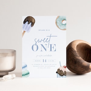 Sweet One Birthday Invitation: Donut Theme (INSTANT DOWNLOAD)