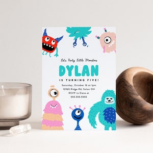 Monster Birthday Invitation, Little Monsters Invitation, Monster Birthday Party, Little Monster Party, Editable Invitation, INSTANT DOWNLOAD