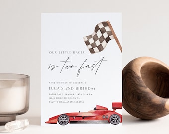 Race Car 2nd Birthday Invitation: Editable Template (Digital Download)