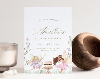 Fairy Birthday Invitation Garden Party Invitation Fairy Birthday Template Girl Birthday Editable Digital Template INSTANT DOWNLOAD